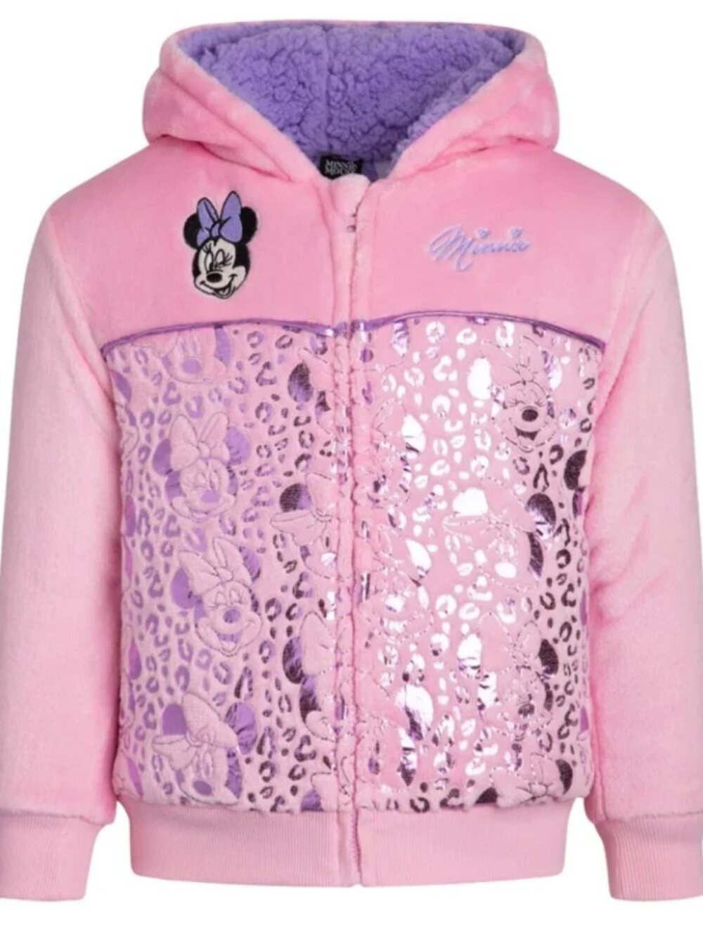 Disney Girls Toddler Size 4T Pink Minnie Mouse Plush Hoodie Jacket NWT